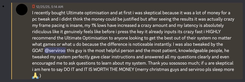 PC optimization review by user-2025-12